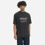Kratka majica Guess Washed Grid Logo Tee moška, črna barva - črna. Kratka majica iz kolekcije Guess, izdelana iz pletenine s potiskom. Model iz tkanine, ki je izjemno prijetna na otip.