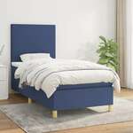 Greatstore Box spring postelja z vzmetnico moder 80x200 cm blago