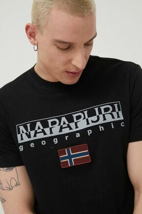 Napapijri bombažna majica - črna. T-shirt iz zbirke Napapijri. Model narejen iz tanka