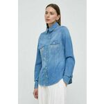 Jeans srajca Guess EQUITY ženska, W4RH76 D59K2 - modra. Srajca iz kolekcije Guess, izdelana iz jeansa. Model iz togega materiala, ki ohranja obliko.