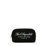 Kozmetična torbica Karl Lagerfeld črna barva - črna. Majhna kozmetična torbica iz kolekcije Karl Lagerfeld. Model izdelan iz tekstilnega materiala.