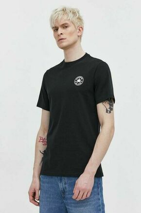 Bombažna kratka majica Converse črna barva - črna. Kratka majica iz kolekcije Converse