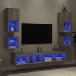 Vidaxl Komplet TV omaric LED 8-delni siva sonoma inženirski les