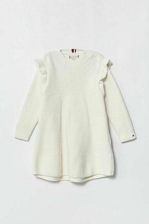 Obleka za dojenčka Tommy Hilfiger bela barva - bela. Obleka za dojenčke iz kolekcije Tommy Hilfiger. Nabran model