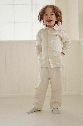 Otroške lanene hlače Konges Sløjd siva barva - siva. Otroški hlače iz kolekcije Konges Sløjd. Model izdelan iz enobarvne tkanine.