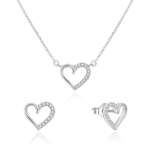 Beneto Romantični komplet srebrnega nakita srca AGSET242L (ogrlica, uhani) srebro 925/1000