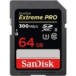 SanDisk SD card Extreme Pro UHS-II 300mb-s SDSDXPK-64G Črna