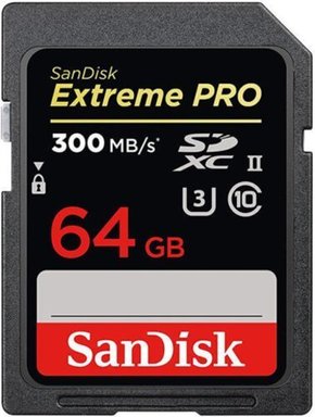 SanDisk SD card Extreme Pro UHS-II 300mb-s SDSDXPK-64G Črna