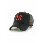 Kapa 47brand New York Yankees črna barva - črna. Kapa s šiltom vrste baseball iz kolekcije 47brand. Model izdelan iz enobarvne tkanine z vstavki.