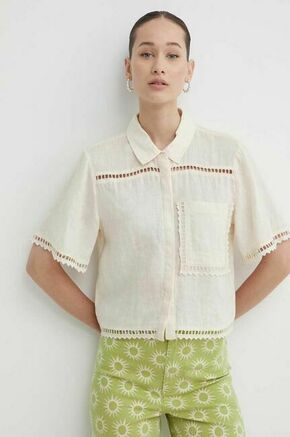 Lanena srajca Abercrombie &amp; Fitch bež barva - bež. Srajca iz kolekcije Abercrombie &amp; Fitch