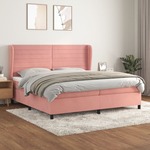 Box spring postelja z vzmetnico roza 200x200 cm žamet - vidaXL - roza - 94,39 - 200 x 200 cm - vidaXL