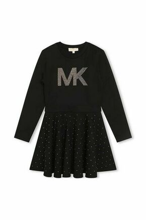 Otroška obleka Michael Kors črna barva - črna. Otroški obleka iz kolekcije Michael Kors. Model izdelan iz pletenine z nalepko. Model iz izjemno udobne tkanine z visoko vsebnostjo viskoze.