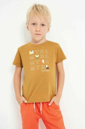 Otroška bombažna kratka majica Mayoral rjava barva - rjava. Otroški kratka majica iz kolekcije Mayoral. Model izdelan iz tanke