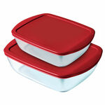 NEW Komplet posod za živila Pyrex Cook &amp; Store Kristal Rdeča (2 pcs)