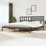 shumee Okvir za posteljo, siv, masivni borov les, 180x200 cm, 6FT