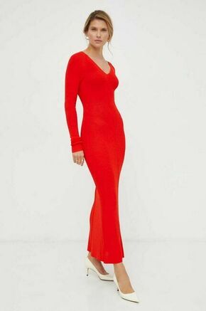 Obleka Gestuz rdeča barva - rdeča. Obleka iz kolekcije Gestuz. Model izdelan iz enobarvne pletenine. Zelo elastičen material zagotavlja popolno svobodo gibanja.