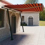 Vidaxl Ročno zložljiva tenda s stebrički 4,5x3 m oranžna in rjava