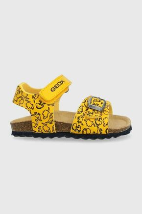 Otroški sandali Geox rumena barva - rumena. Otroški Sandali iz kolekcije Geox. Model izdelan iz ekološkega usnja. Model z mehkim in prožnim podplatom.