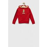Otroški pulover Vans HARIBO PO HARB rdeča barva, s kapuco - rdeča. Otroški pulover s kapuco iz kolekcije Vans, izdelan iz udobne pletenine. Model z mehko oblazinjeno sredino zagotavlja mehkobo in dodatno toploto.