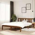 shumee Okvir za posteljo, medeno rjava, masivni les, 135x190 cm, dvojni