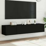 Vidaxl Stenske TV omarice z LED lučkami 2 kosa črna 80x35x31 cm
