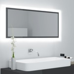 shumee LED kopalniško ogledalo visok sijaj sivo 100x8,5x37 cm