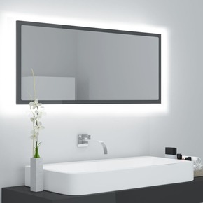 Shumee LED kopalniško ogledalo visok sijaj sivo 100x8