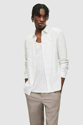 Bombažna srajca AllSaints bela barva - bela. Srajca iz kolekcije AllSaints. Model izdelan iz bombažne tkanine. Ima mehek ovratnik button-under.