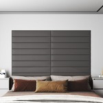 vidaXL Stenski paneli 12 kosov sivi 90x15 cm umetno usnje 1,62 m²