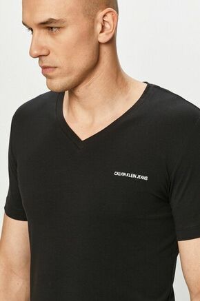 Calvin Klein Jeans T-shirt - črna. T-shirt iz zbirke Calvin Klein Jeans. Model narejen iz tanka