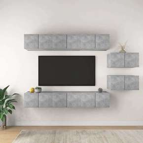 Shumee Komplet TV omaric 8-delni betonsko siva iverna plošča