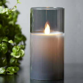 Siva LED sveča iz voska v steklu Star Trading M-Twinkle