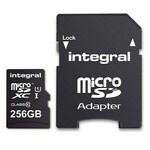 Integral 256GB SMARTPHONE &amp; TABLET MICRO SDXC class10 UHS-I U1 90MB/s SPOMINSKA KARTICA+ SD ADAPTER