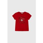 Otroška bombažna kratka majica Mayoral rdeča barva - rdeča. Otroški kratka majica iz kolekcije Mayoral. Model izdelan iz tanke, rahlo elastične pletenine.