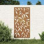 vidaXL Vrtna stenska dekoracija 105x55 cm corten jeklo bambusovi listi