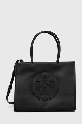 Torbica Tory Burch črna barva - črna. Velika torbica iz kolekcije Tory Burch. na zapenjanje model izdelan iz iz ekološkega usnja.