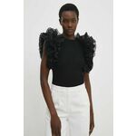 Majica Answear Lab ženska, črna barva - črna. Bluza iz kolekcije Answear Lab izdelana iz pletenine z dekorativno nalepko. Model iz zračne tkanine z visoko vsebnostjo viskoze.
