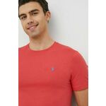 Bombažna kratka majica Polo Ralph Lauren moški, rdeča barva - rdeča. Lahkotna kratka majica iz kolekcije Polo Ralph Lauren, izdelana iz pletenine, prijetne na otip. Model iz izjemno udobne bombažne tkanine.