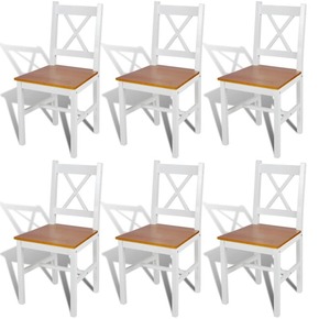 VidaXL Jedilni stoli 6 kosov les bele in naravne barve
