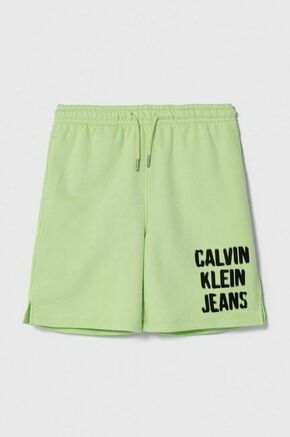 Otroške kratke hlače Calvin Klein Jeans zelena barva - zelena. Otroški kratke hlače iz kolekcije Calvin Klein Jeans