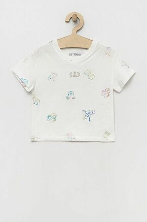 Otroška bombažna kratka majica GAP x Disney bela barva - bela. Kratka majica iz kolekcije GAP. Model izdelan iz tanke