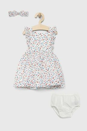 Otroška bombažna obleka GAP bela barva - bela. Casual obleka za dojenčke iz kolekcije GAP. Nabran model