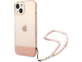 Guess Guhcp14mhgcohp za iPhone 14 plus - roza silikonski ovitek s perla zapestnico