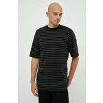 Bombažna kratka majica Sisley črna barva - črna. Kratka majica iz kolekcije Sisley. Model izdelan iz debele, rahlo elastične pletenine.