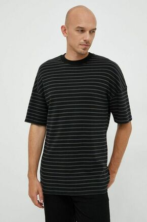 Bombažna kratka majica Sisley črna barva - črna. Kratka majica iz kolekcije Sisley. Model izdelan iz debele