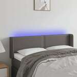shumee LED posteljno vzglavje sivo 147x16x78/88 cm umetno usnje