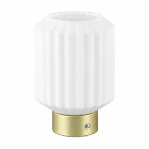 Bela/zlata LED zatemnitvena namizna svetilka s steklenim senčnikom (višina 19