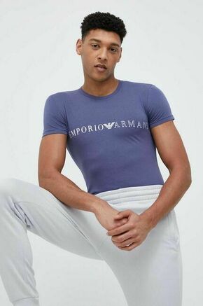 Majica lounge Emporio Armani Underwear mornarsko modra barva - mornarsko modra. Majica s kratkimi rokavi iz kolekcije Emporio Armani Underwear. Model izdelan iz pletenine s potiskom. Tanek