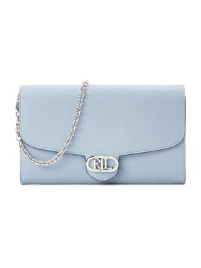 Usnjena večerna torbica Lauren Ralph Lauren - modra. Majhna večerna torbica iz kolekcije Lauren Ralph Lauren. Model na zapenjanje