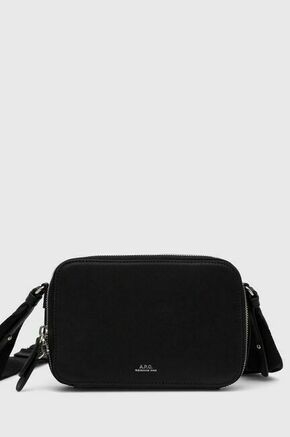 Usnjena torbica A.P.C. črna barva - črna. Majhna torbica iz kolekcije A.P.C. Model na zapenjanje